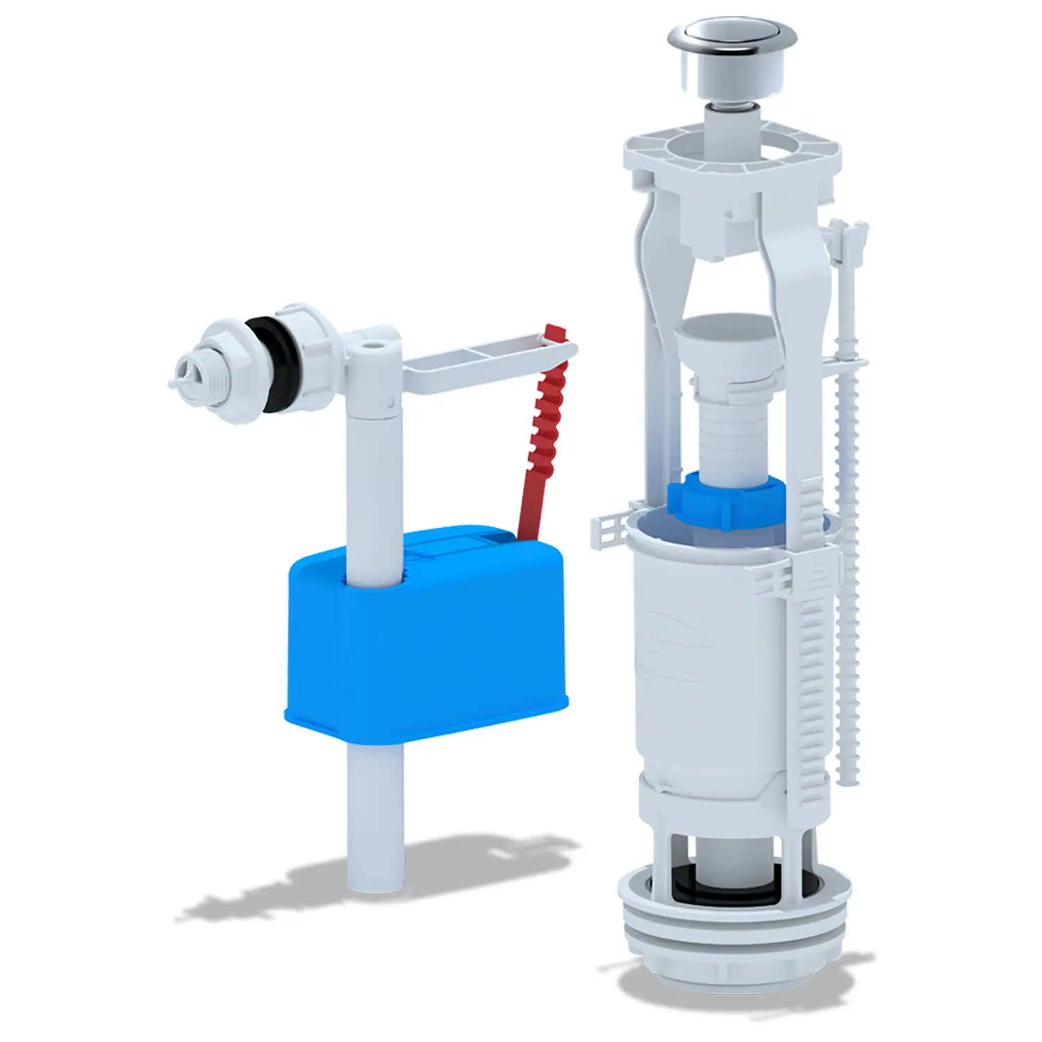 Набор с боковой подводкой Ани Пласт G 1/2", с пластиковым штуцером кнопка металлизированная эконом (WC6050M)