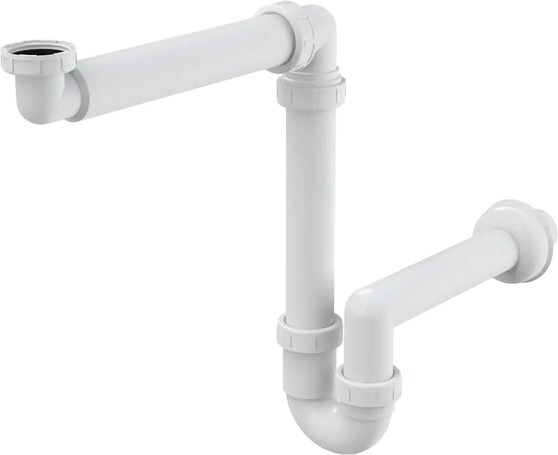 Cифон для раковины Alcadrain экономящий пространство с накидной гайкой 5/4" (A434)