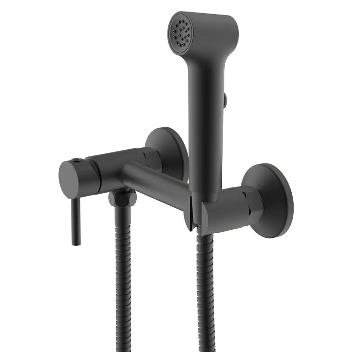Гигиенический душ Azario Dies со смесителем, керамический картридж, шланг 150 см, черный матовый (AZ-KFX04B)