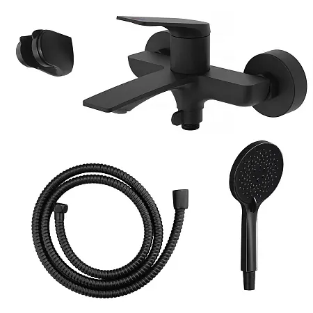 Смеситель для ванны Azario Lursy с ручным душем, керамический картридж, шланг 150 см, черный матовый (AZ-K3049B)