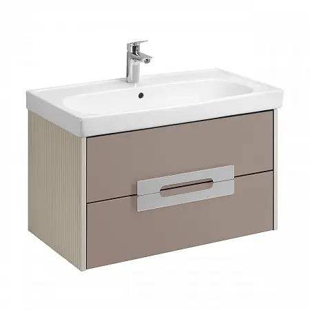 Тумба под раковину AQUATON Ар-Деко 85 подвесная, 2 ящика, кашемир (1A280401DD6E0)