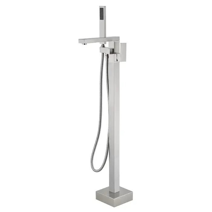 Смеситель для отдельно стоящей ванны Azario Salen напольный, керамический картридж, шланг 150 см, сатин (AZ-K311BN)