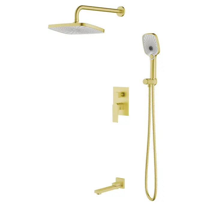 Душевая система Azario Arida скрытый монтаж, с изливом, керамический картридж, шланг 150 см, золото матовое (AZ-K7354MG)