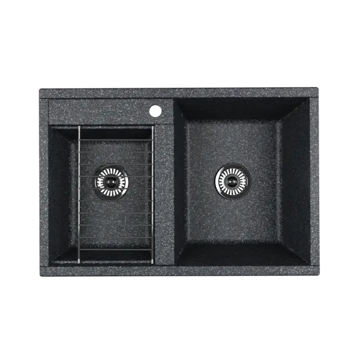 Кухонная мойка  Aquaton Делия 78 DBL 2 чаши, цвет графит (1A723132DE210)