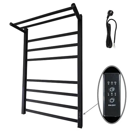 Полотенцесушитель электрический Маргроид 100х50 Вид 81/10 Р профильный с полкой, черный матовый