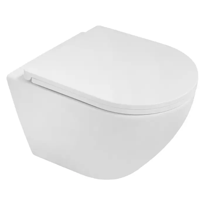 Унитаз подвесной Azario Blanco 360х490х360 безободковый, система слива "Торнадо", быстросъемное сиденье микролифт (AZ-9003WT)