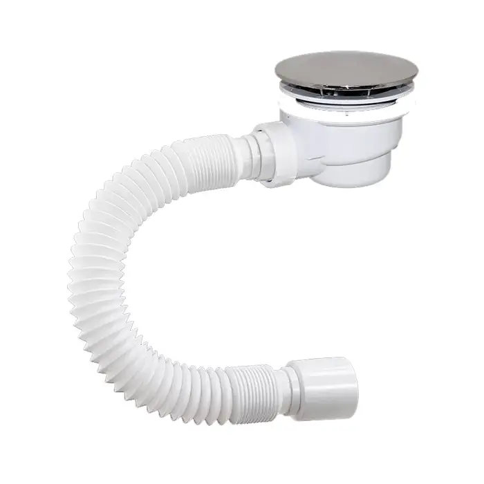 Сифон для душевого поддона ОРИО 1 1/2 х 90, H 65 мм, с гибкой трубой 40-50 (ДХ-912)
