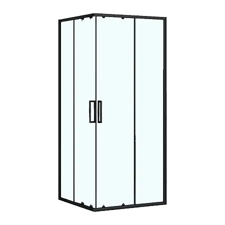 Душевое ограждение Loranto NEO 90x90x190 прозрачное закаленное стекло 5 мм, профиль черный, без поддона (CS-21809B)