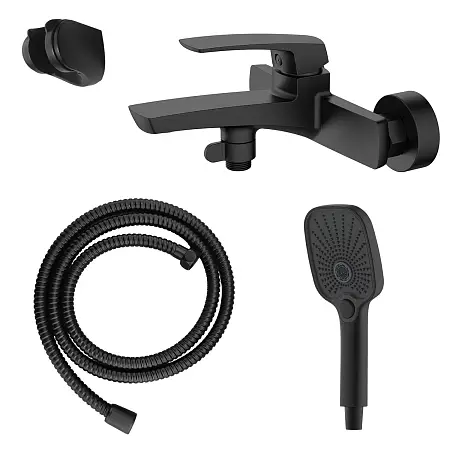 Смеситель для ванны Azario Conda с ручным душем, керамический картридж, шланг 150 см, черный матовый (AZ-K3011B)