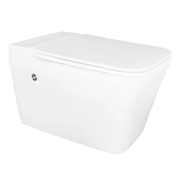 Унитаз импульсный Azario 360х590х380 подвесной, квадратный, быстросъемное сиденье микролифт, монтажная рама в комплекте (AZ-101C)