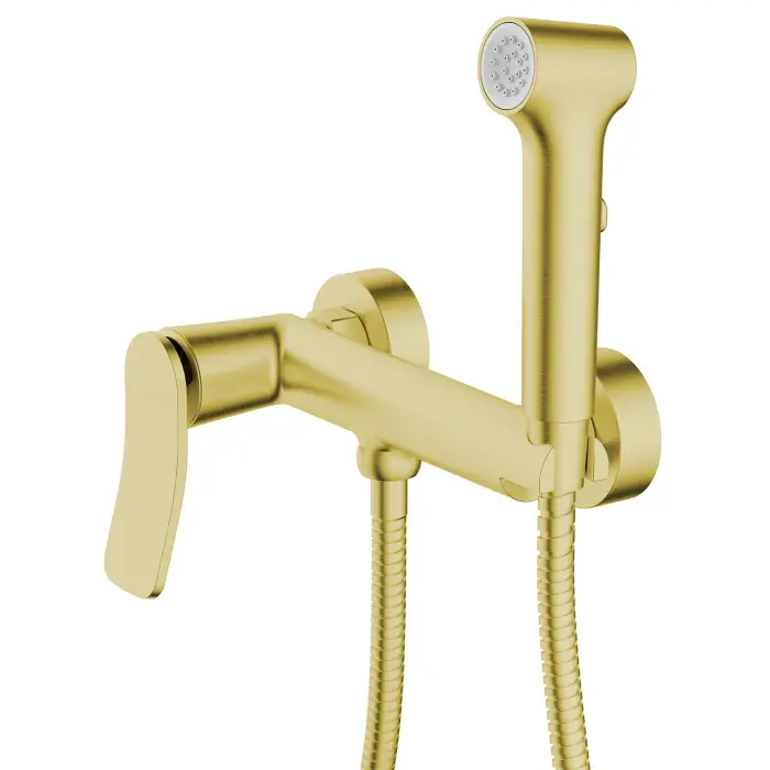 Гигиенический душ Azario Escaro со смесителем, керамический картридж, шланг 150 см, золото матовое (AZ-K2574MG)