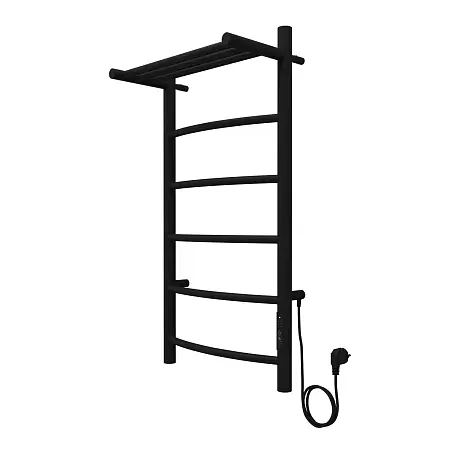 Полотенцесушитель электрический AZARIO VERONA 400/800 5 секций, с полкой, диммер справа, черный (AZ04848PB)