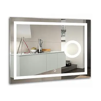 Зеркало AZARIO Оптима 915х685, LED-подсветка с диммером 2 режима, сенсорный выключатель, увеличительное зеркало (ФР-00001375)