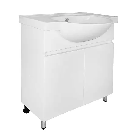 Комплект Тумба Loranto Ирис 70Н напольная, с раковиной Teo 70, белый (CS00093566)