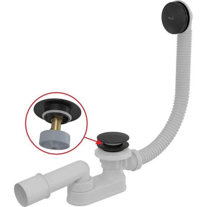 Слив-перелив для ванны Alcaplast Click-Clack, черный матовый (A507BLACK-80)