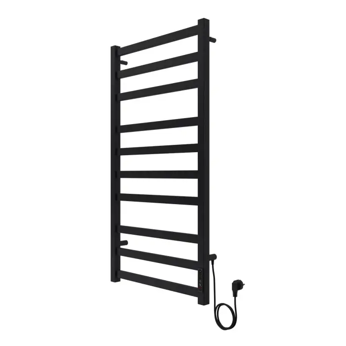 Полотенцесушитель электрический AZARIO PALERMO 500/1000 квадрат, 10 секций, диммер справа, черный (AZ83850B)