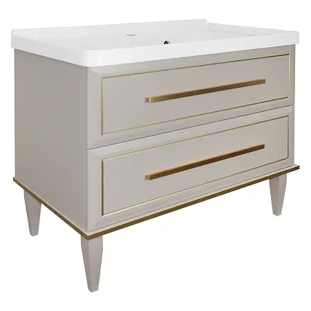 Комплект Тумба Azario VEGA 90/2Н 900х500х880 напольная, с раковиной VEGA 90, кашемир, ручка золото (CS00098125)