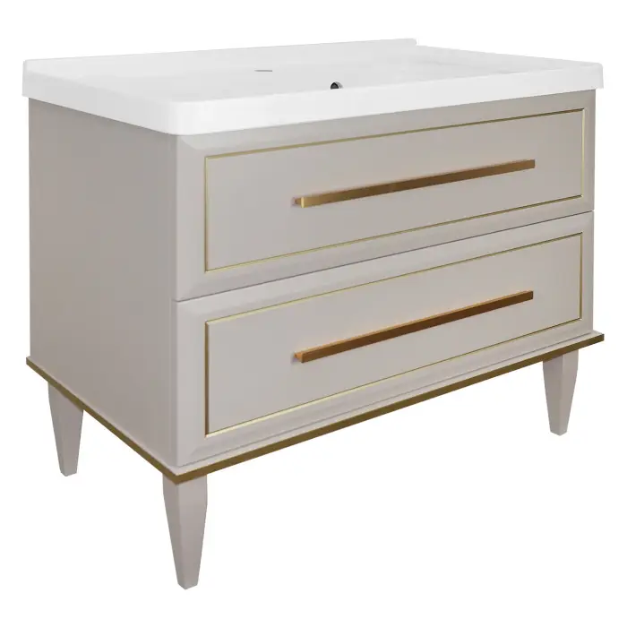 Комплект Тумба Azario VEGA 90/2Н 900х500х880 напольная, с раковиной VEGA 90, кашемир, ручка золото (CS00098125)