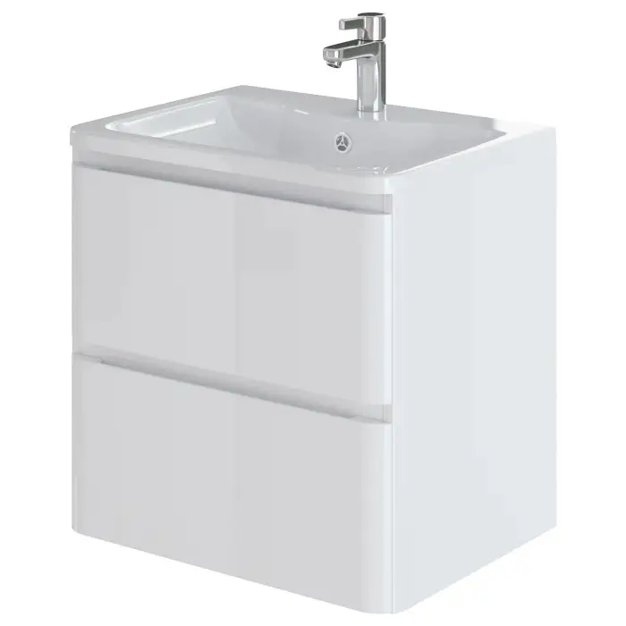Комплект тумба Итана Roberto 60 (597х454х606) подвесная, с раковиной Adel 60/Adelina 60, белый глянец (CS00090043)