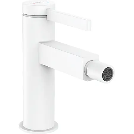 Смеситель для биде Hansgrohe Finoris со сливным гарнитуром, керамический картридж, белый матовый (76200700)
