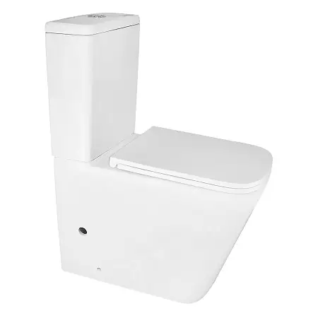 Унитаз-компакт Azario Quadro 340х605х810 напольный, безободковый, с быстросъемным сиденьем микролифт, полипропилен (AZ-2175)