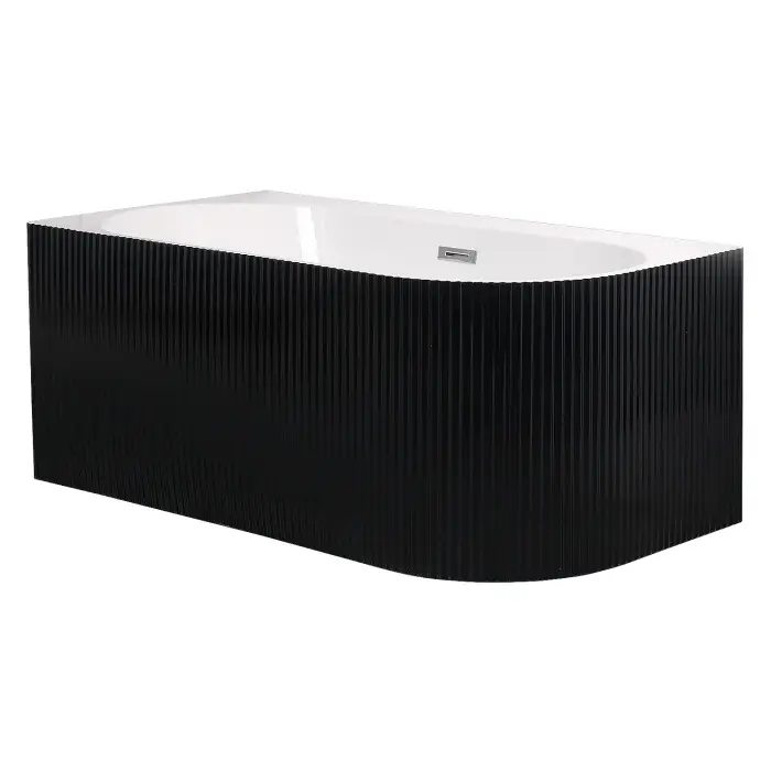 Ванна акриловая Azario LAGO BLANCO BLACK 1700х750х580 пристенная, левосторонняя, в комплекте с сифоном и металлической рамой, белый глянец/черный матовый (AZ-6724-1CLB 17075)