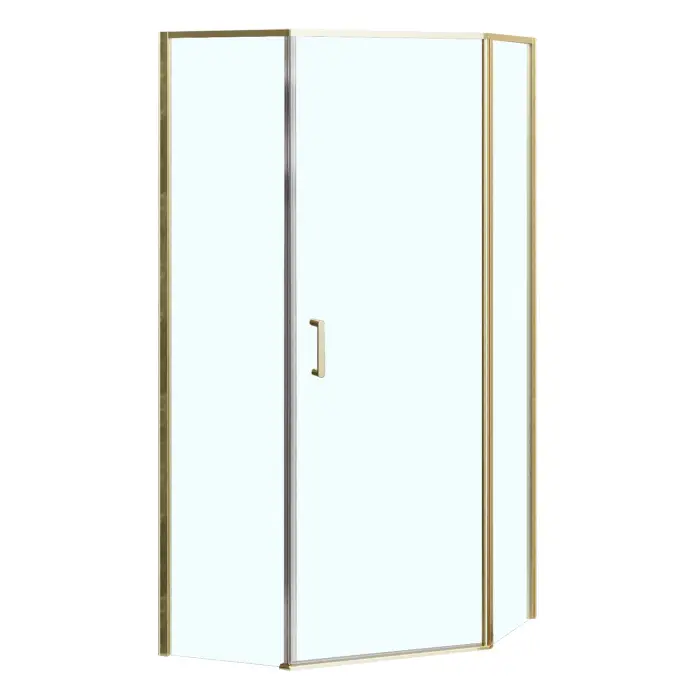 Душевое ограждение Azario Сакура 900х900х1950 прозрачное стекло 6 мм, профиль брашированное золото (AZ-21C-90-BGL-CL)