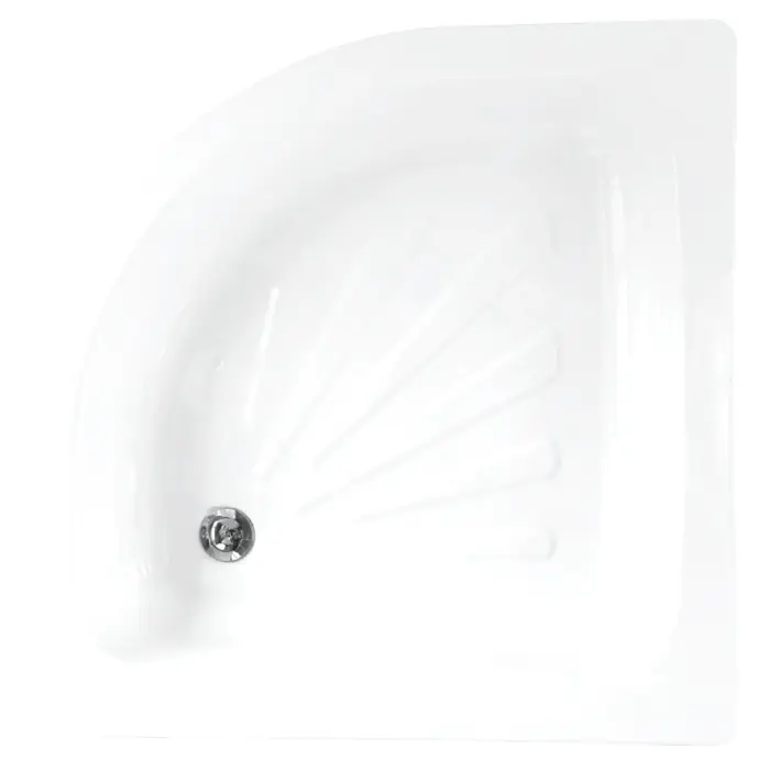 Поддон Loranto стальной, полукруглый 90х90х15 толщина стали 0,9 мм, отверстие для слива 5 см, белый (LG900C)