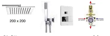 Душевой комплект Bossini TETIS: смеситель на 2 выхода, верхний душ 230x230 мм, ручной душ CUBE с водорозеткой, шланг 150 см, цвет хром (M00763.030)