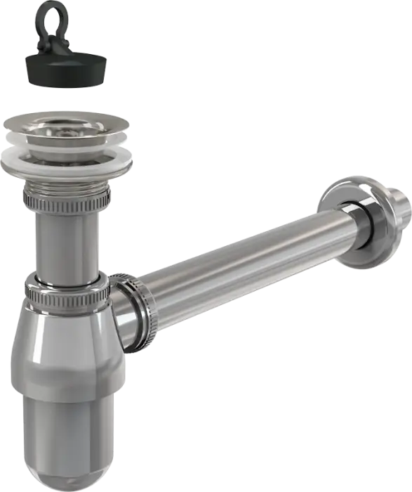 Сифон для раковины Alcadrain 32 мм, цельнометаллический, с водосливом 5/4", хром (A437)