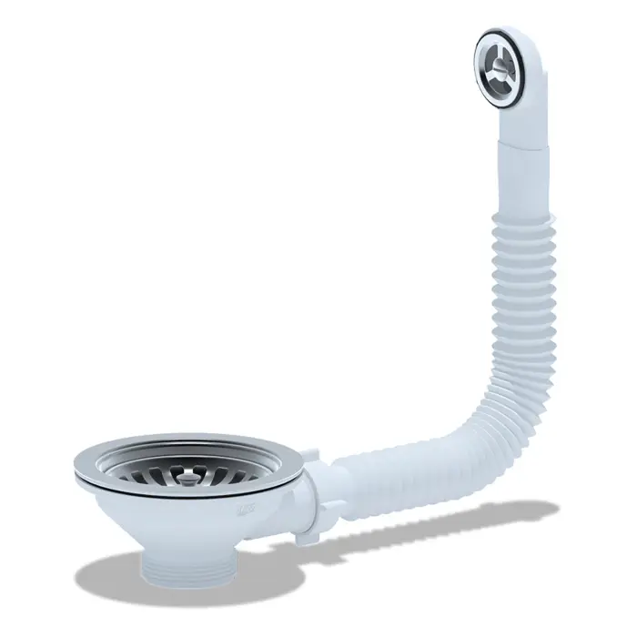 Перелив для мойки Ани Пласт гибкий 3 1/2" с круглым вертикальным корпусом (N320S)