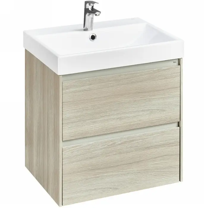 Тумба под раковину Roca Ona 600 подвесная, 2 ящика, светлый дуб (A857613512)