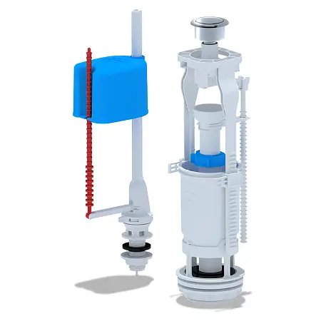 Набор с нижней подводкой Ани Пласт G 1/2", с пластиковым штуцером кнопка металлизированная эконом (WC6550M)