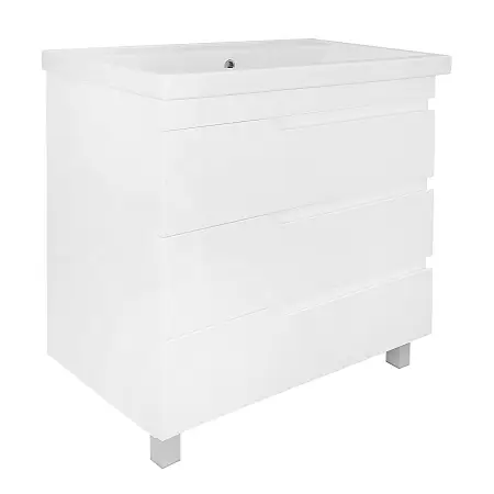 Комплект Тумба Azario KANTRI 80/3Н 800х460х870 напольная, с раковиной Фостер 80, белый глянец (CS00097257)