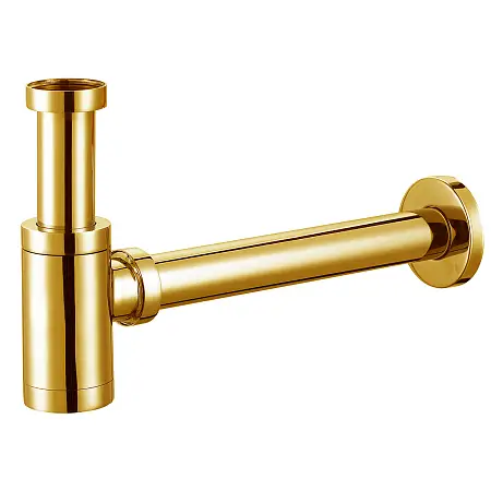 Сифон для раковины AZARIO G 1 1/4, без выпуска, цилиндр, латунь, золото (AZ-108-GL)