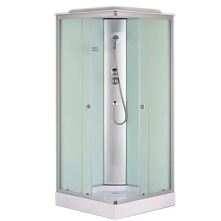 Душевая кабина Loranto 1000х1000х2150 белая, матовое стекло 4мм, поддон 13см, профиль сатин (CS-6411F, 100*100*215)