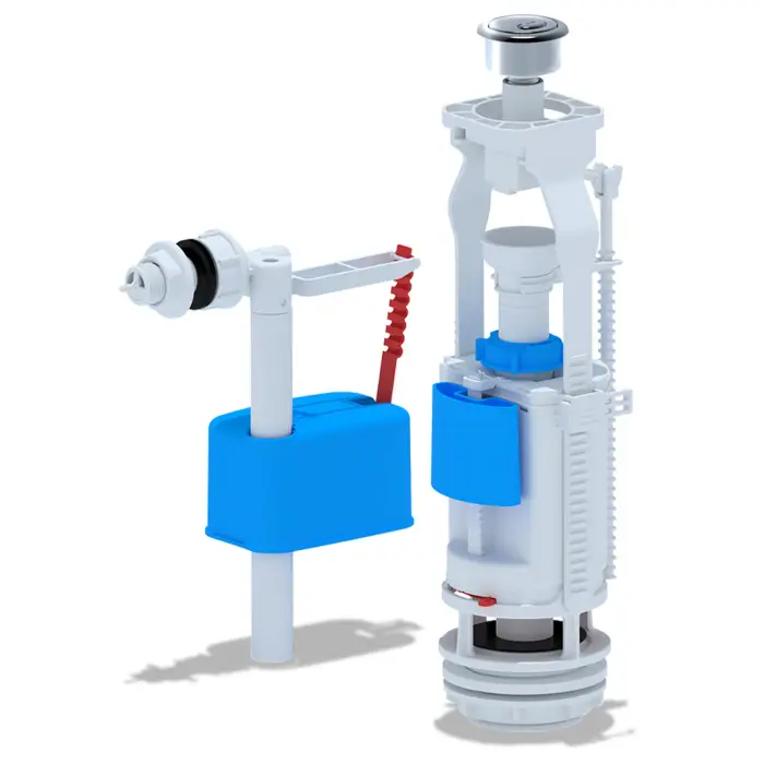 Набор с боковой подводкой Ани Пласт G 1/2", с пластиковым штуцером двойная металлизированная кнопка эконом (WC3050M)