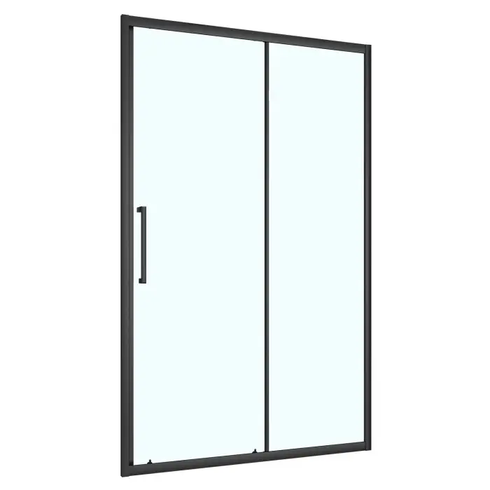 Душевая дверь Loranto 140x190 раздвижная, универсальная, прозрачное стекло 6 мм, профиль черный матовый (CS-AB03B-140)