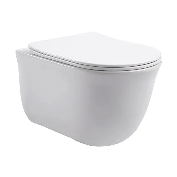 Унитаз подвесной Azario Листа 490х365х340 безободковый, система смыва "Скрытое Торнадо", с быстросъемным сиденьем "Микролифт" (AZ-1177T)