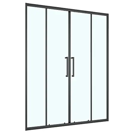 Душевая дверь Loranto 160x190 раздвижная, прозрачное стекло 6 мм, профиль черный матовый (CS-AB04B-160)