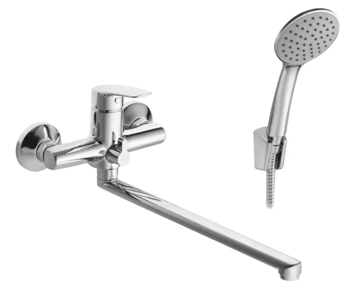 Смеситель для ванны Santek Марион с ручным душем, длинный излив, керамический картридж, хром (WH5A12006C001)