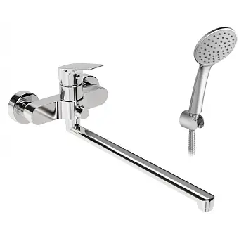 Смеситель для ванны Santek Таос с ручным душем, длинный излив, керамический картридж, хром (WH5A12009C001)
