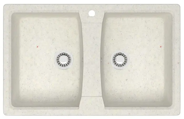 Кухонная мойка AZARIO Elmas 780х500х190 двойная, искусственный мрамор, цвет хлопок (CS00079898)