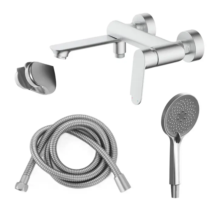 Cмеситель для ванны Azario Alanti с ручным душем, керамический картридж, шланг 150 см, сатин (AZ-K3032BN)