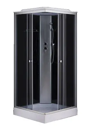 Душевая кабина Loranto CS-6491F 1000х1000х2150 серая, прозрачное стекло 4мм, поддон 13см, профиль сатин (CS-6411G,100*100*215)