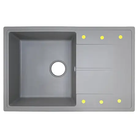 Кухонная мойка AZARIO Izmir 740х480х197 кварцевая, прямоугольная, сифон в комплекте, цвет Серый (CS00097683)