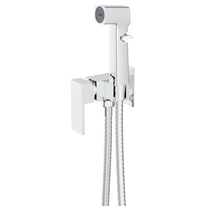 Гигиенический душ Azario Graves со смесителем, керамический картридж, скрытый монтаж, шланг 150 см, хром (AZ-KFX03)