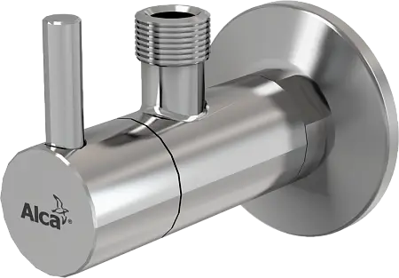 Угловой вентиль с фильтром Alcadrain 1/2" × 3/8", круглый, хром (ARV001)