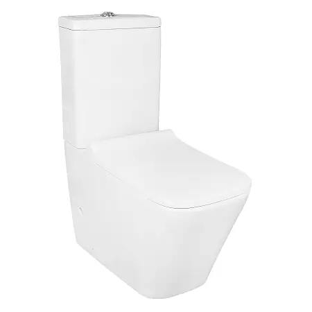 Унитаз-компакт Azario Квадро 605x380x845 напольный, смыв "Торнадо", безободковый с сидением микролифт и арматурой, белый (AZ-2175 UQ1)