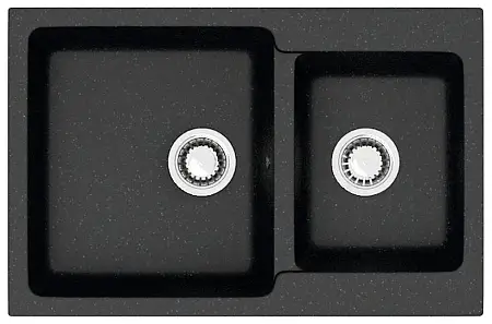 Кухонная мойка AZARIO Grand 765х500х190 двойная, искусственный мрамор, цвет Черный (CS00079903)